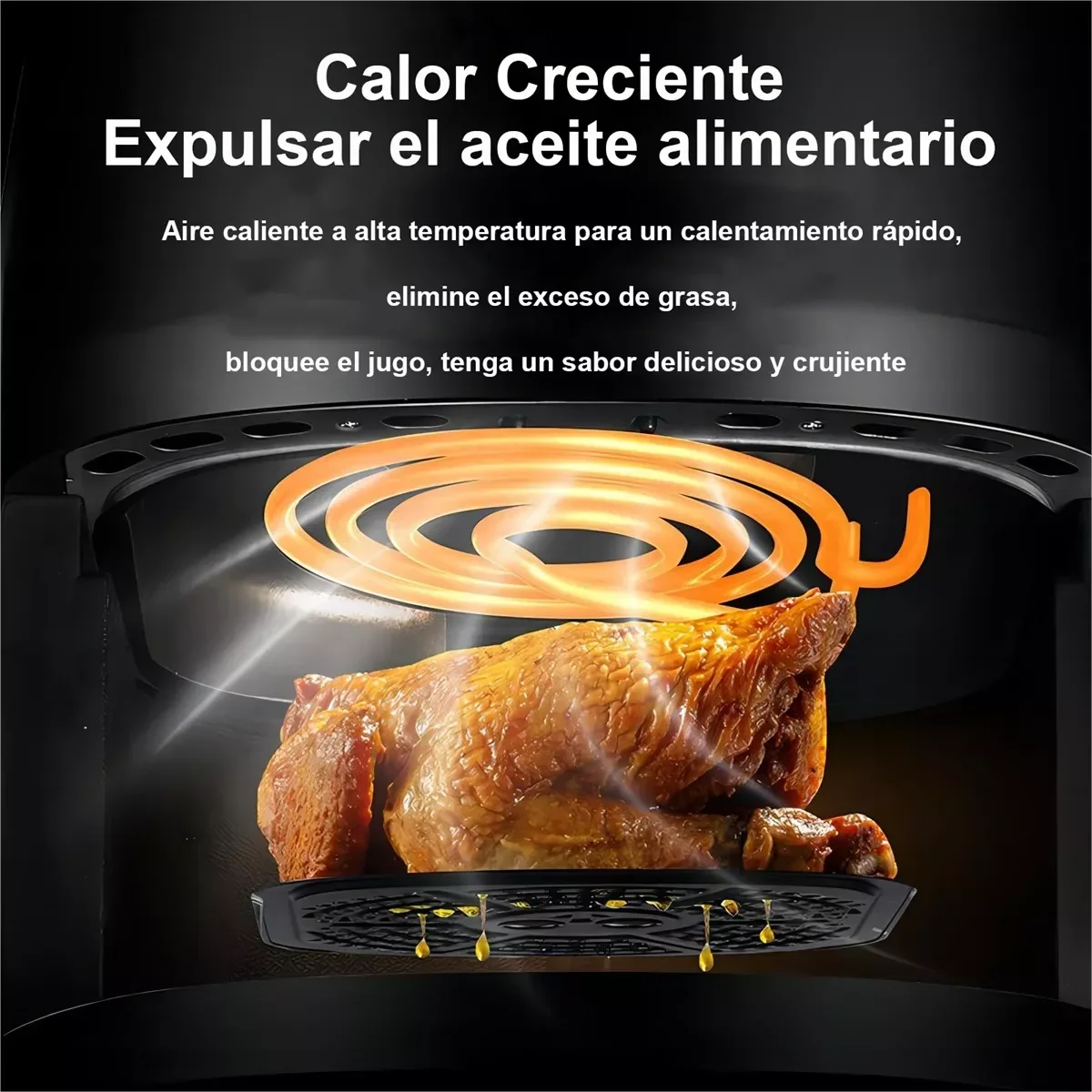 Friggitrice ad aria OWJHE 5L 8 in 1 Forno elettrico caldo con schermo LED digitale Finestra visibile Max 200°C 2400W Nuova friggitrice senza grassi nera