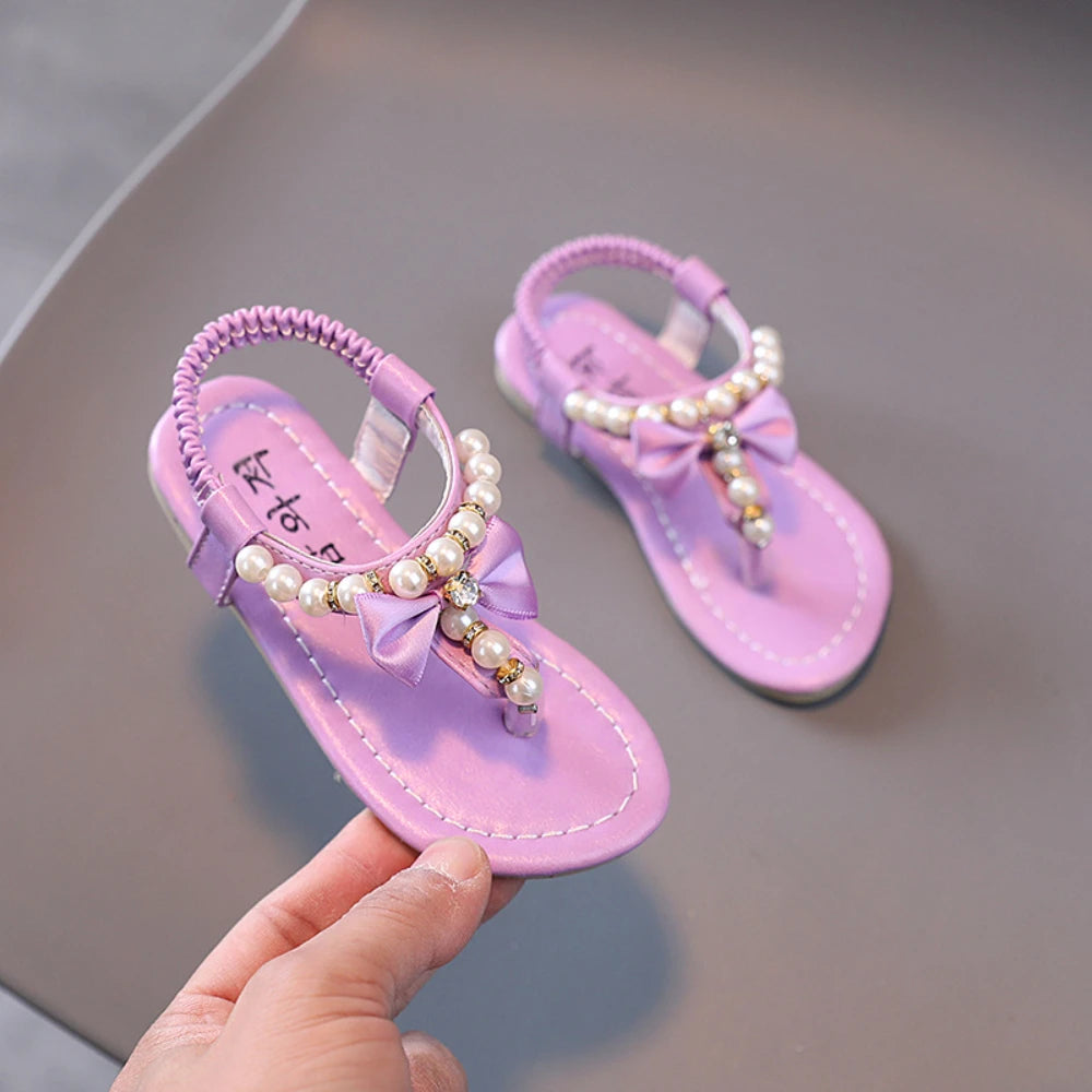 Scarpe estive da bambina, ballerine con perline, scarpe da principessa, scarpe da ballo per neonati, sandali per bambini, scarpe da matrimonio per bambini, rosa