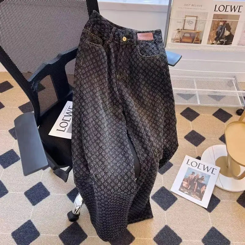 Jeans da donna primavera estate, jeans a gamba dritta, nuovo design Sense per donna, vestibilità ampia, vita alta, gamba larga