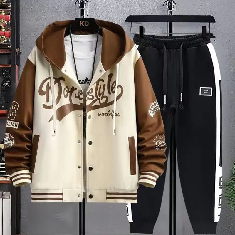 Men's Hooded Tracksuit Set Hoodie Jogger Pants 2 Piece Fashion Sports Wear Korean Popular Clothes Men Plus Size Men's Clothing