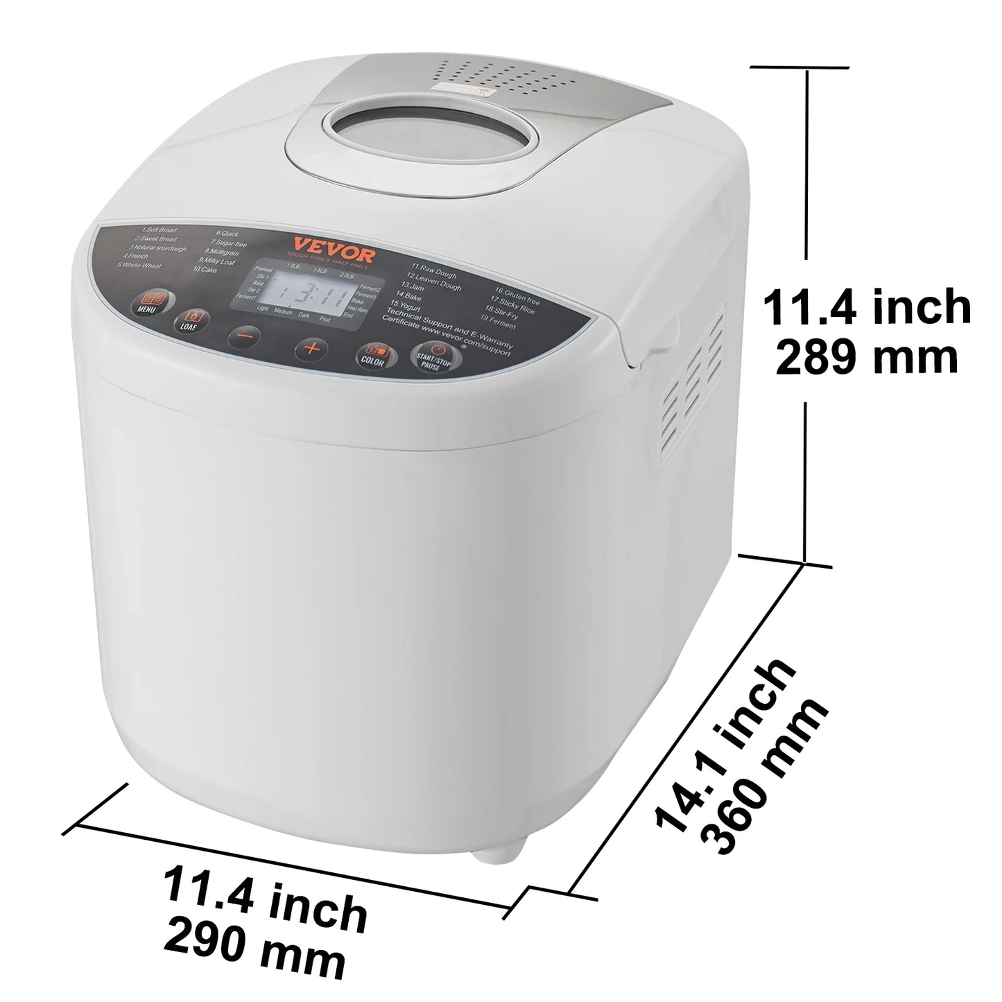 SucceBuy 2/3 LB Macchina per il pane Macchina per impastare 15 in 1 Teglia in ceramica antiaderente Macchina per il pane automatica con impostazione senza glutine