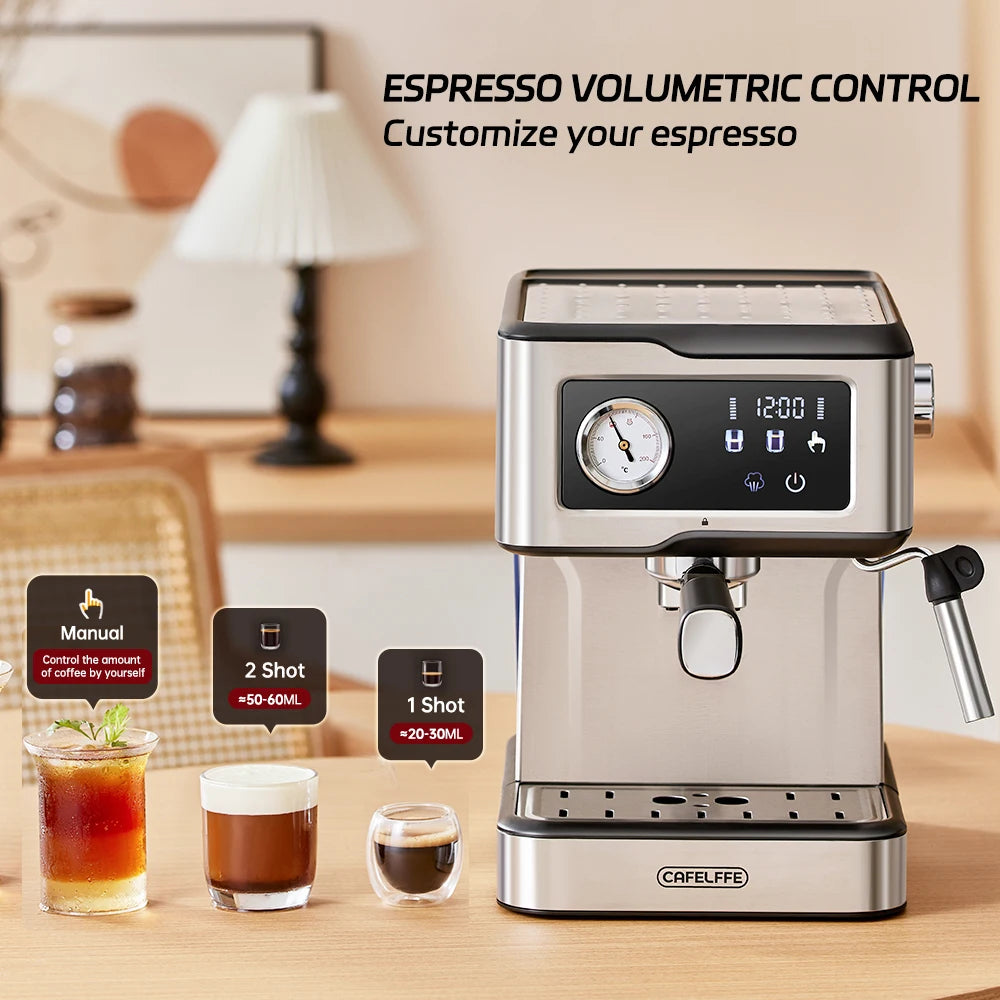 Macchina per espresso Cafelffe 20 bar, macchina per cappuccino con lancia vapore per montare il latte, macchina per caffè, caffettiera semiautomatica, regalo