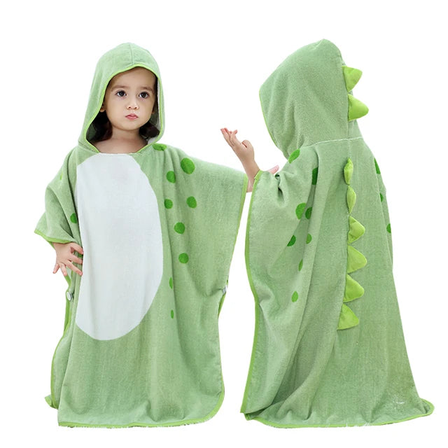 Asciugamano da bagno per neonati con cappuccio a forma di dinosauro dei cartoni animati MICHLEY, asciugamano da spiaggia in cotone, accappatoio morbido per neonati, unisex per bambini e bambine.