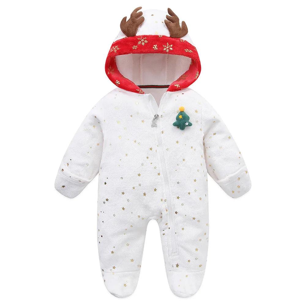 Tutina per neonato Autunno Inverno 2025, tutina natalizia in flanella con cappuccio, tutina per bambina 0-1 anni, tuta per neonato