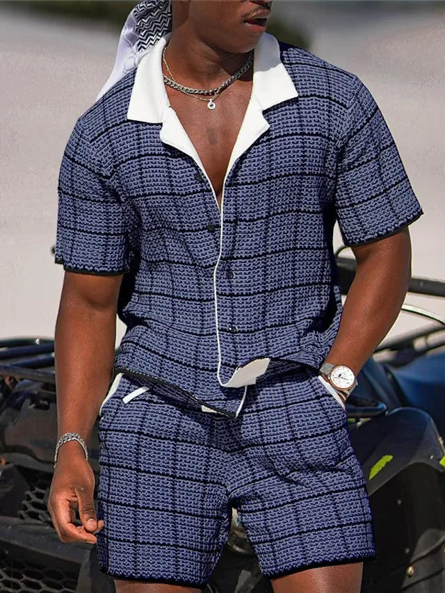 Completo da vacanza hawaiano da uomo, estivo, con camicia a maniche corte e pantaloncini, set di 2 pezzi, streetwear alla moda, abbigliamento casual con stampa 3D.