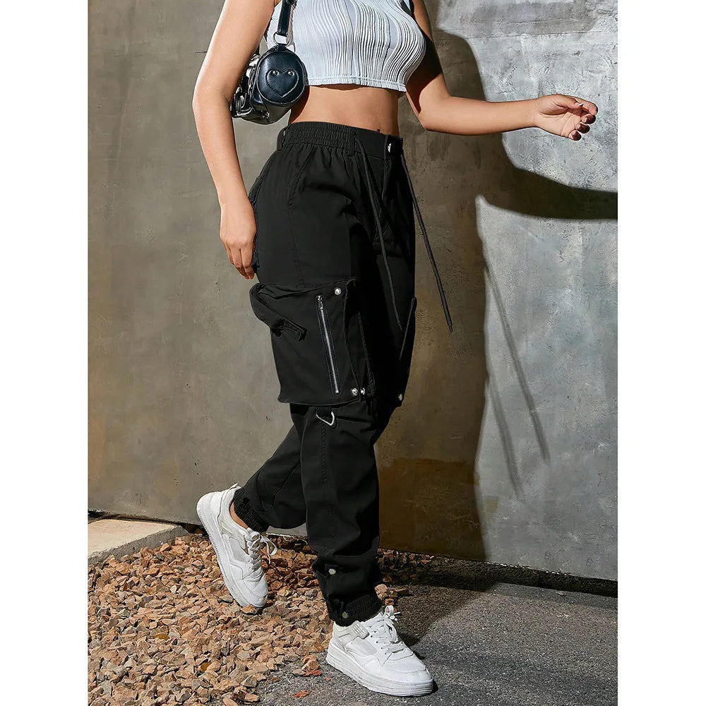 Trendy Casual Workwear Pants Loose Straight Leg Long Trousers Comfortable Polyester Fiber High Waist Spring Summer Fashion