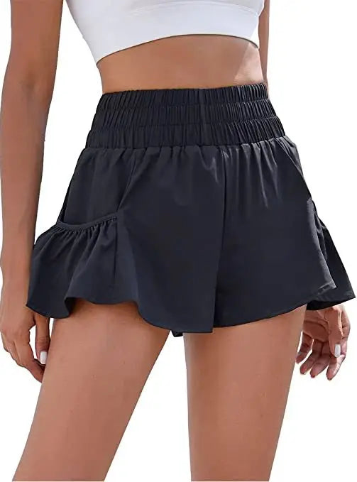 The latest summer women's pants, high-waisted shorts that dry quickly for fitness and running. With pocket