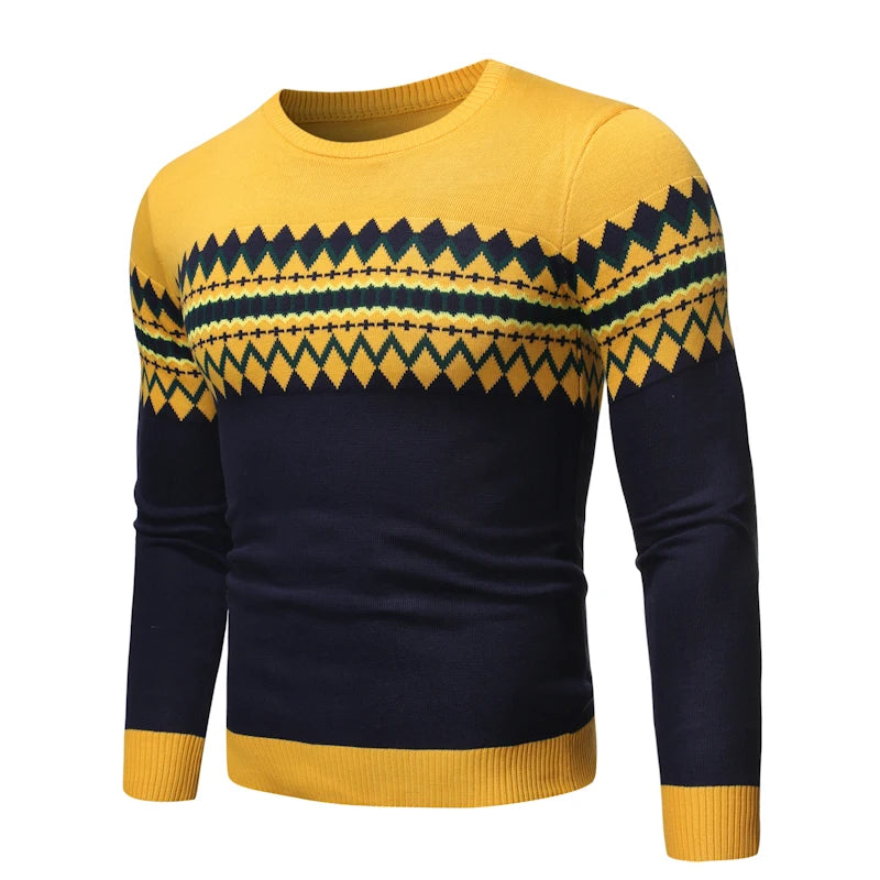 Maglioni a collo alto da uomo, autunno/inverno, alla moda, casual, slim fit, a righe, in maglia.