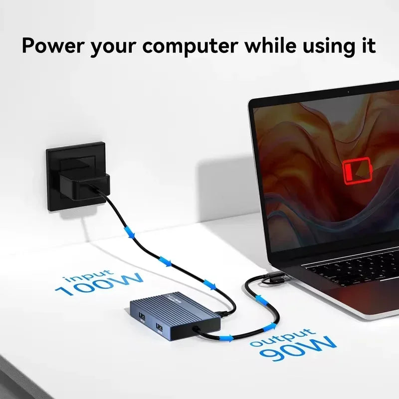 Acasis 6-in-1 USB-C Docking Station with DisplayLink, Support Dual 4K@60Hz, 100W PD Charging for MacBook Pro/Air
