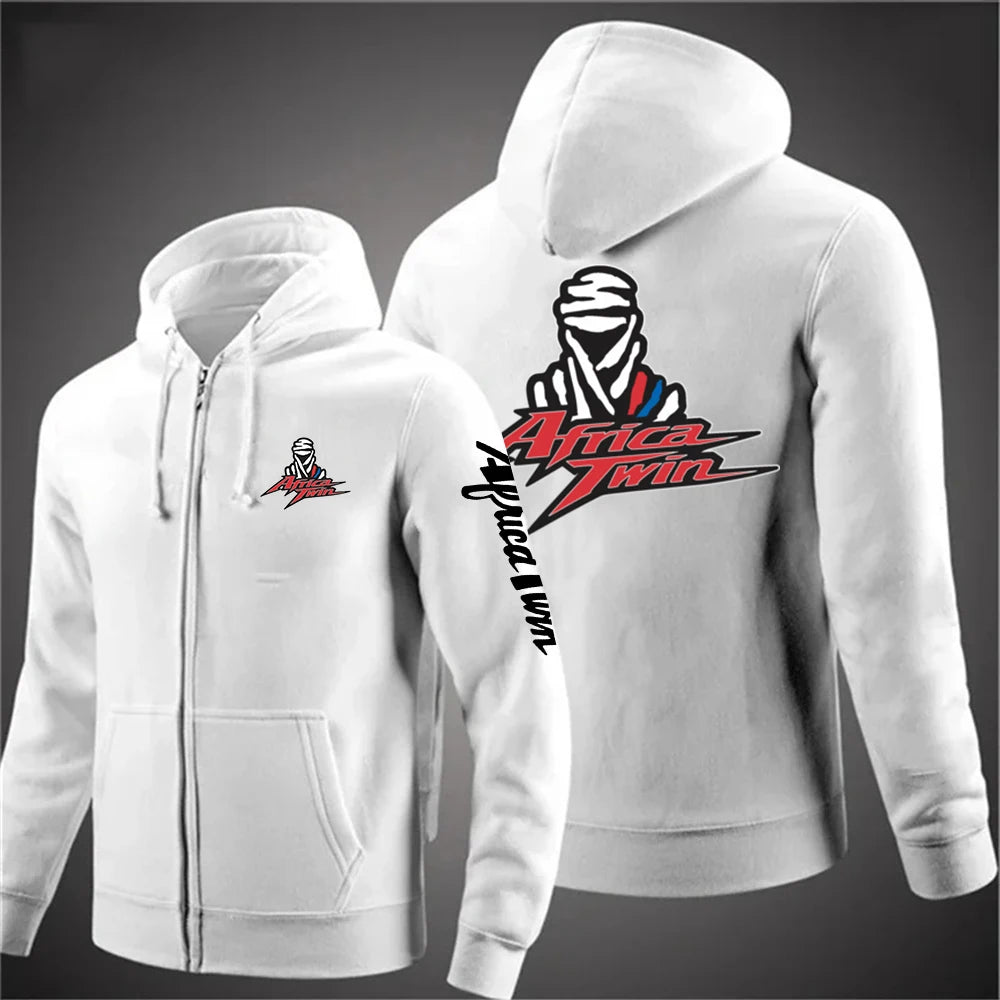 2025 Giappone Moto Africa Twin Crf 1000L Uomo Tinta unita Cerniera Manica lunga Felpa casual alla moda Pullover Hoodie