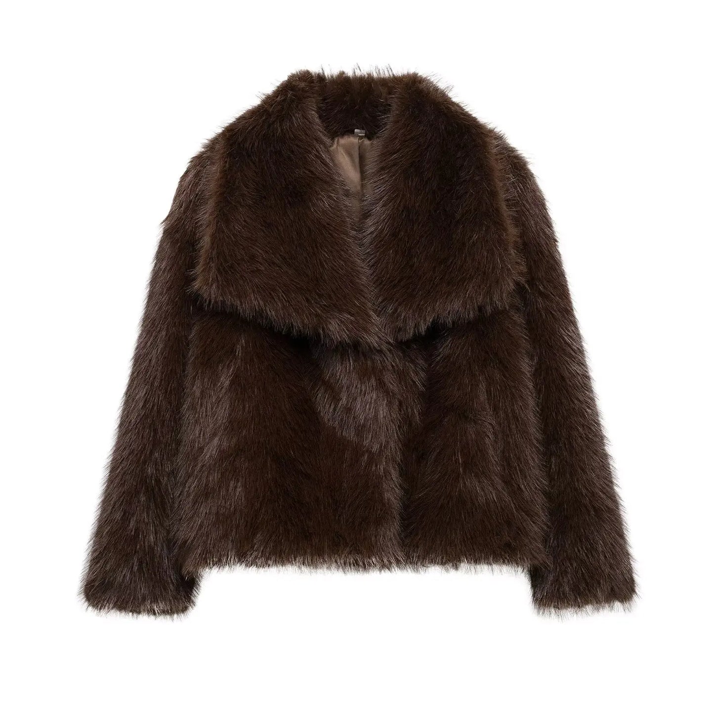 Giacca vintage in pelliccia da donna, cappotto caldo casual ampio per autunno/inverno, cappotto alla moda con revers in pelliccia sintetica, cappotto elegante da donna 2026.