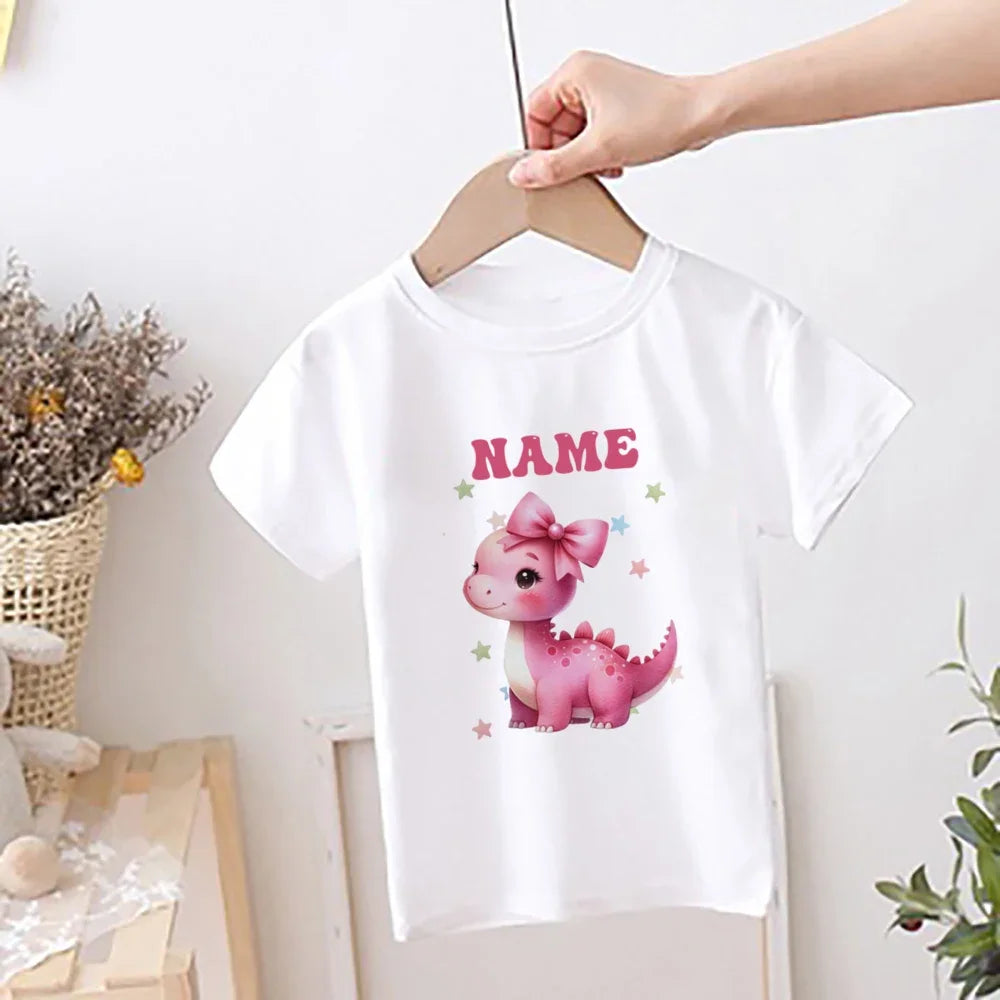Maglietta personalizzata con unicorno e nome per bambine, maglietta Wild per bambini, maglietta estiva per bambini, abbigliamento per bambini, top a maniche corte per neonati.