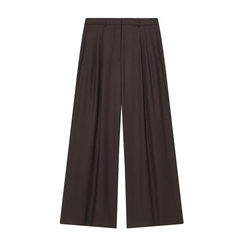 Pantaloni da donna alla moda a gamba larga, nuovi arrivi autunnali, plissettati, versatili, modello slim, abbigliamento casual per donna