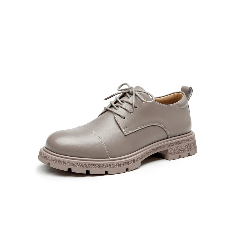 BEAUTODAY Scarpe Derby da donna in vera pelle, basse, punta tonda, allacciatura, tacco quadrato, casual, Oxford, fatte a mano 21529