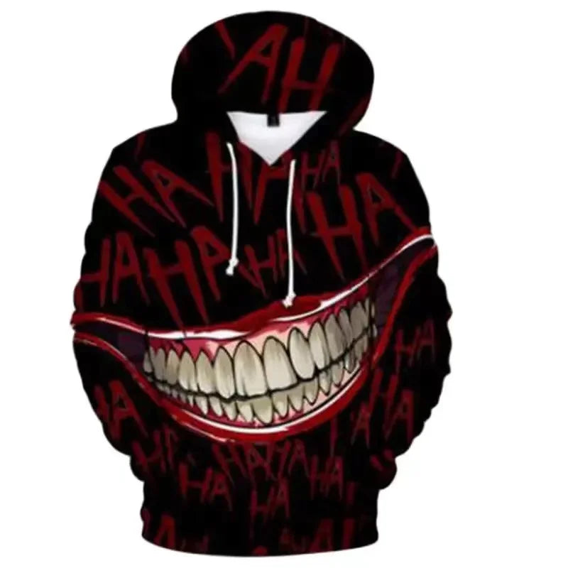 Felpa con cappuccio Haha joker con stampa 3D, uomo/donna, stile hip hop, divertente, autunnale, streetwear, sottile, oversize, per coppie.