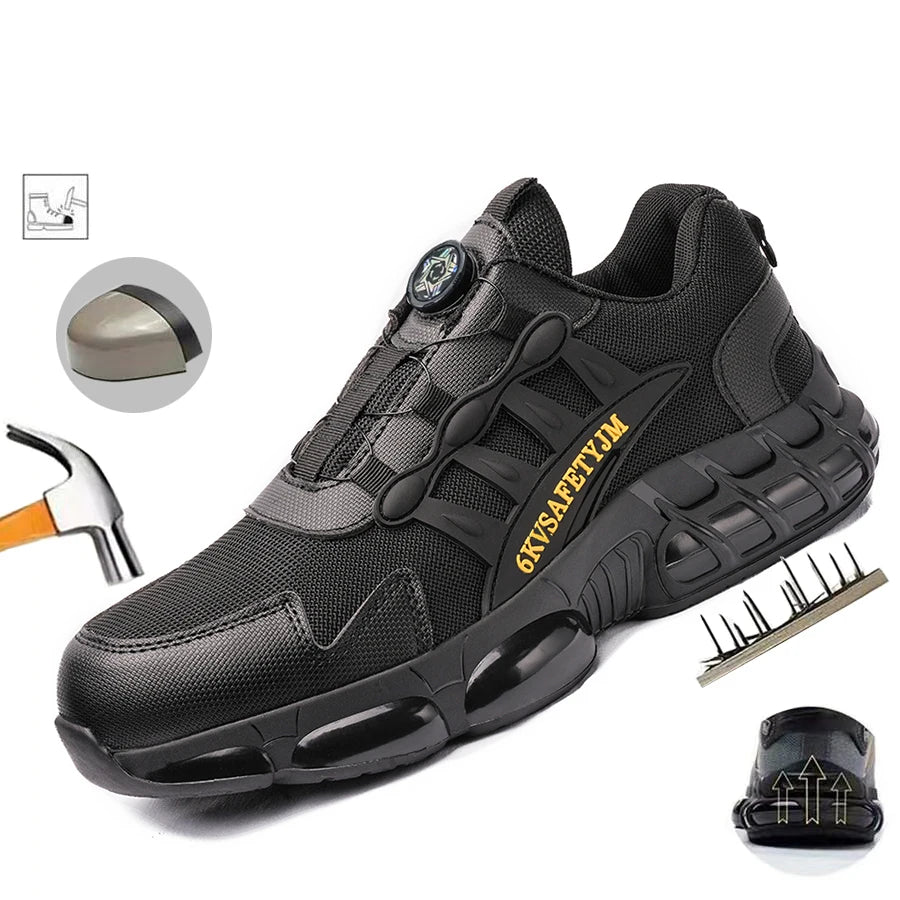 Scarpe antinfortunistiche indistruttibili con puntale in acciaio, antiscivolo, resistenti all'abrasione, scarpe da lavoro da uomo, robuste e comode.