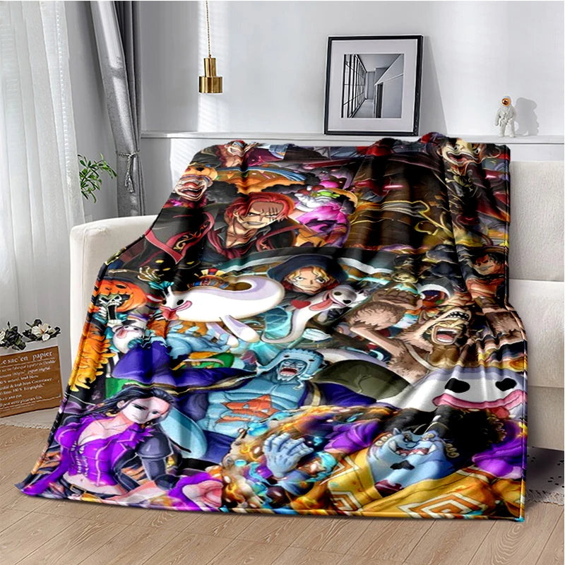 Coperta in flanella 3D One P-Piece con cartoni animati e anime, morbida e calda, ideale per camera da letto, soggiorno, campeggio, picnic, ufficio e come regalo per bambini.
