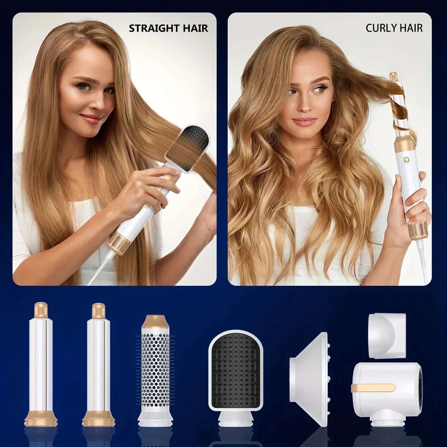 Tinsol 7 in 1 Hair dryer Professional Negative Ion curling Iron Hair Straightener Brushless Motor High Speed Hair Dryer Hot Comb