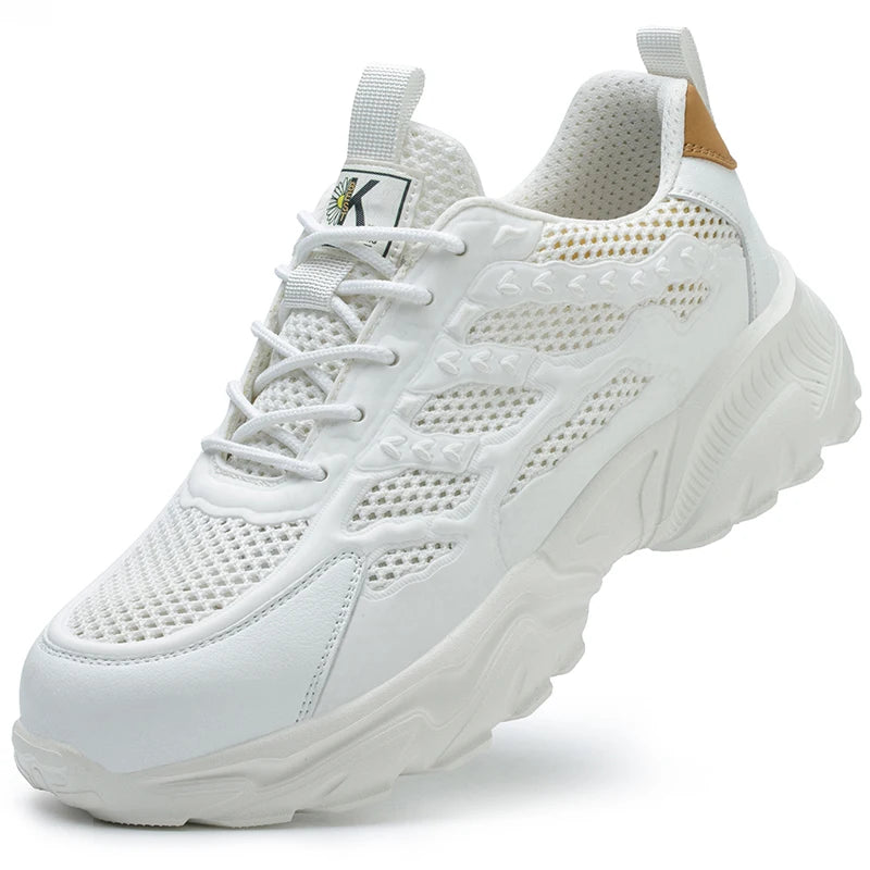 Scarpe antinfortunistiche traspiranti in mesh da uomo, bianche, scarpe protettive per uomo e donna, scarpe da lavoro estive leggere e indistruttibili 2026