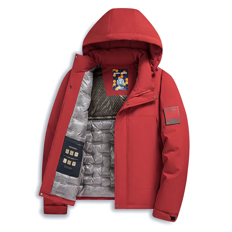 Men's 2025 Winter Fluorescent Green Wool Blend Cotton Jacket - Fluorescent Green (Black/Red/Khaki) Cotton-Padded Jacket