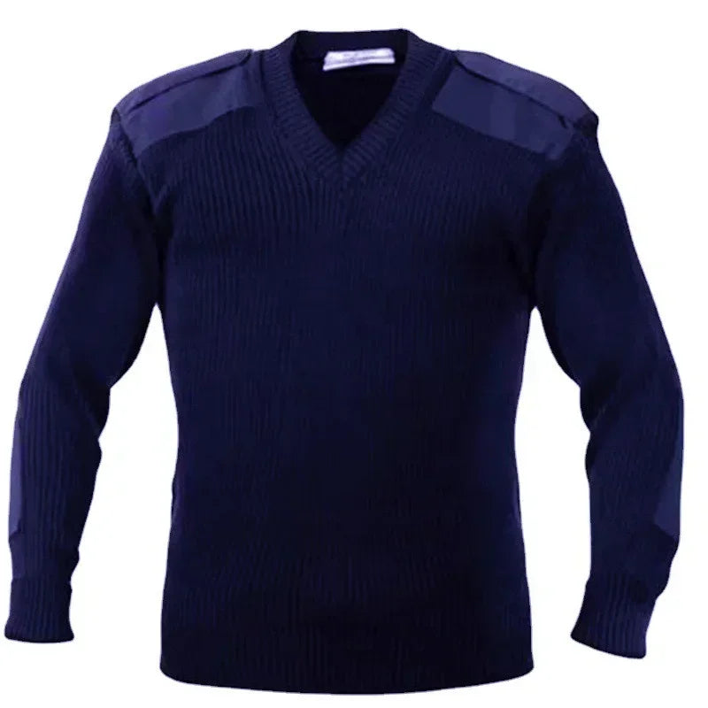 NUOVO Maglione da uomo M-3XL in jersey lavorato a maglia, pullover invernale in lana con toppe, verde vintage/blu, scollo a O/V, maglieria, abbigliamento freddo, jersey da uomo