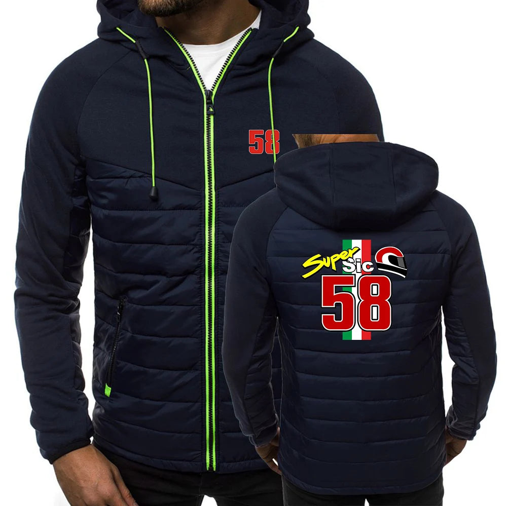 Felpe alla moda di tendenza 2025 Primavera e Autunno Giacca da uomo di design popolare Marco Simoncelli Super Sic 58 Logo Print Coat
