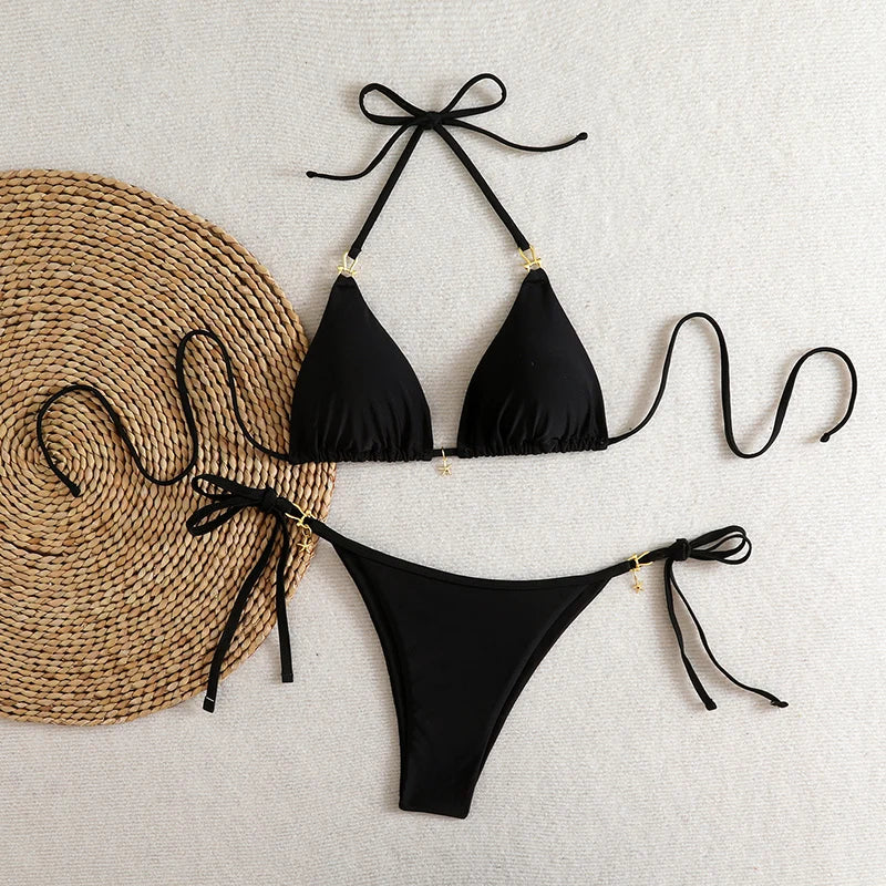 Bikini micro a triangolo sexy 2026 Costume da bagno da donna, abbigliamento da spiaggia, costume da bagno estivo da donna, bikini a perizoma, set da bagno femminile