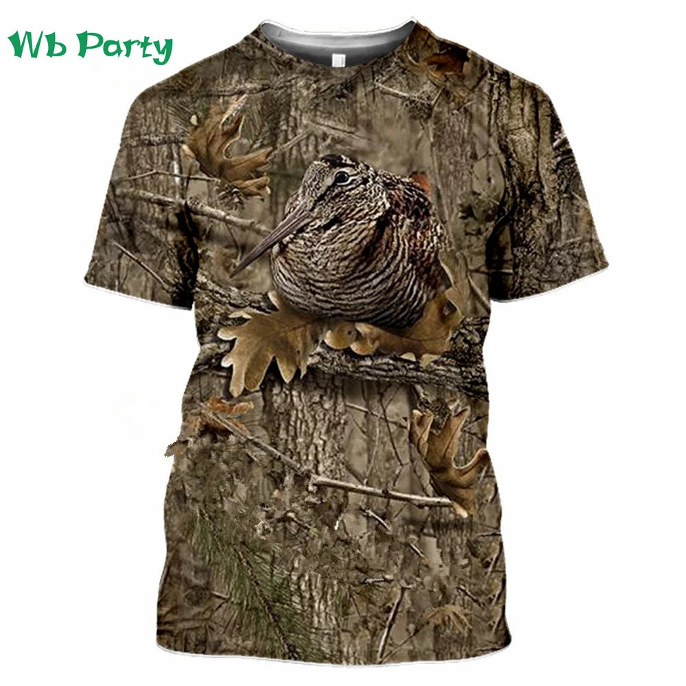 Magliette con grafica di cervi e foresta, stampa 3D, abbigliamento da uomo, girocollo estivo, pullover, magliette alla moda per uomo, top