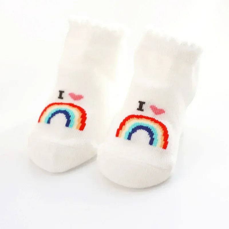 Calzini primaverili ed estivi in cotone morbido e caldo per neonati e bambini, con stampa di lettere, accessori per abbigliamento infantile.