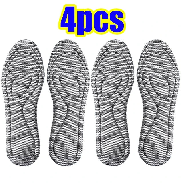 4 solette ortopediche in memory foam per scarpe da uomo e da donna, nano antibatteriche, deodoranti, assorbenti del sudore, ammortizzanti per la corsa.
