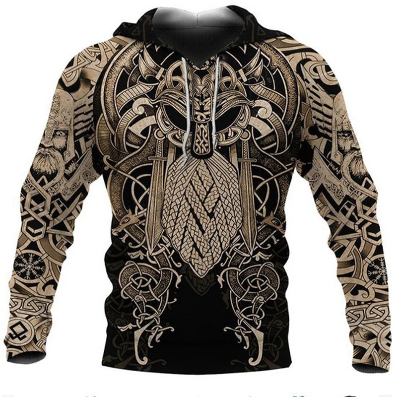 Felpe da uomo 2024 con motivo tatuaggio aquila vichingo, stampa 3D, moda casual, Harajuku, hip hop, autunno e inverno, oversize.