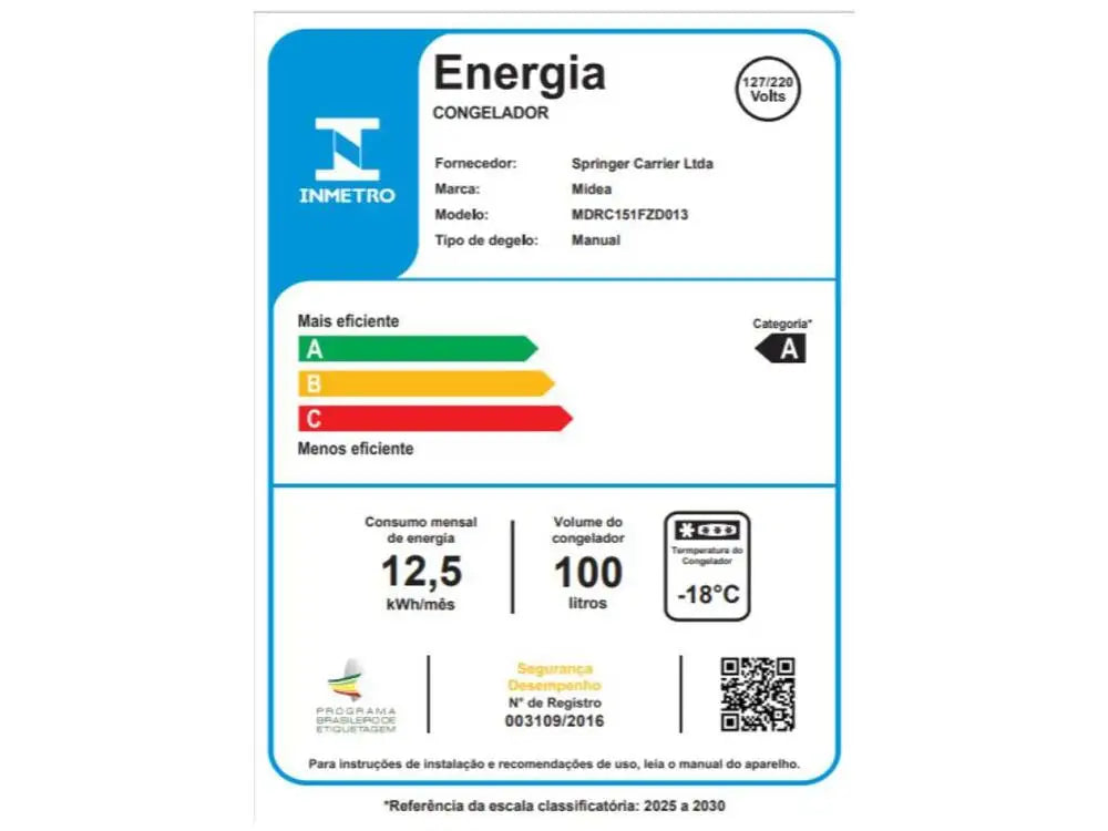 Congelatore Orizzontale Midea 100 Litri MDLC151FZD013-Bivolt