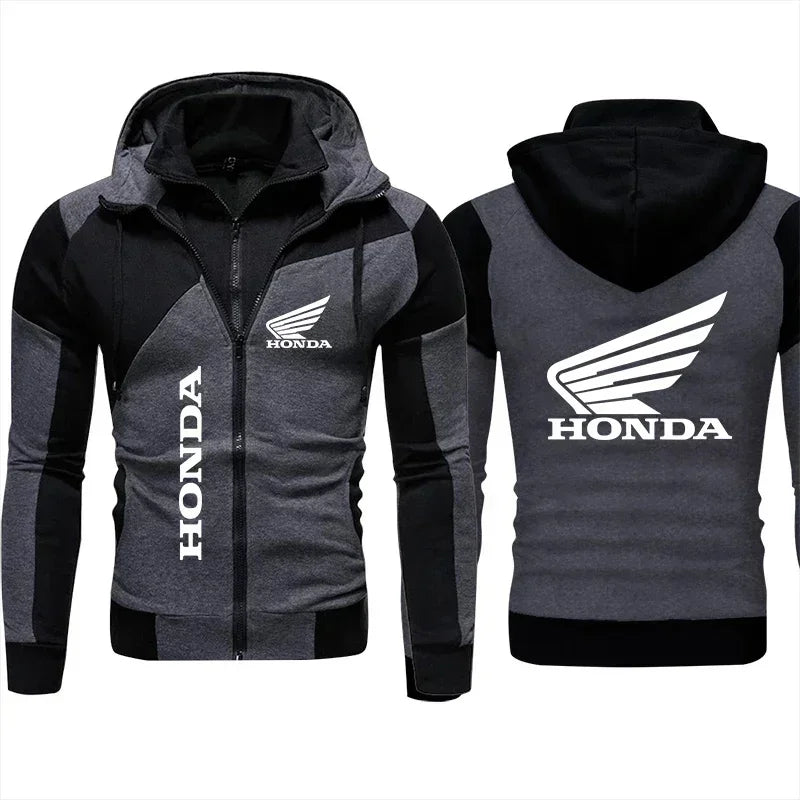 Felpa con cappuccio Honda, giacca da motociclista, felpa con stampa logo Honda Wing, pullover, giacca da motociclista alla moda, abbigliamento da uomo, felpa con cappuccio e cerniera personalizzata