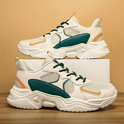 Sneakers da uomo con plateau alla moda - Scarpe casual sportive stile "papà", tomaia in mesh traspirante che aumenta l'altezza, suola in EVA antiscivolo, adatte per la corsa e le attività all'aperto, scarpe da passeggio con suola spessa