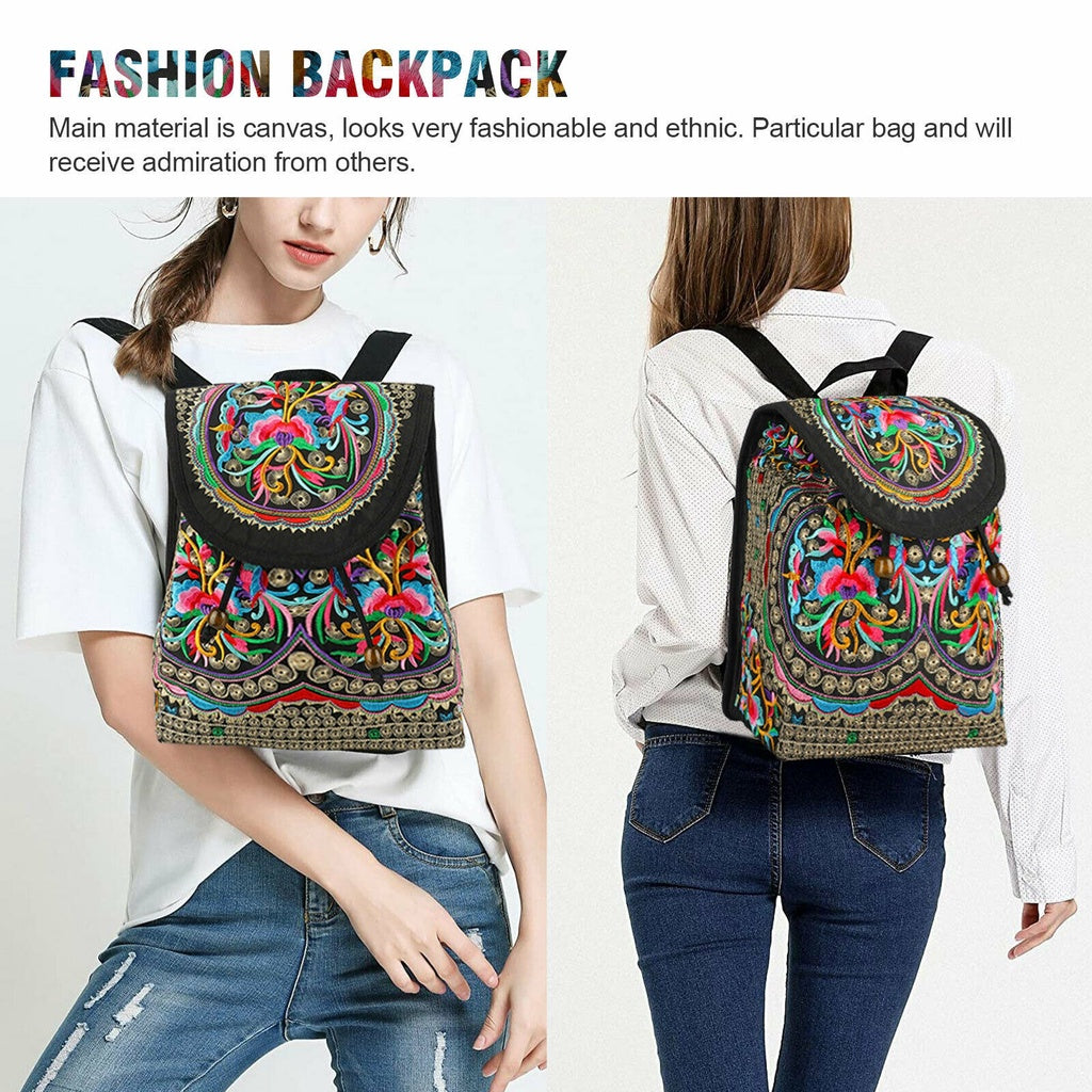 Zaino da donna GUDAOBELL vintage ricamato, borsa da viaggio in stile etnico, borsa a tracolla.