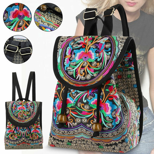 Zaino da donna GUDAOBELL vintage ricamato, borsa da viaggio in stile etnico, borsa a tracolla.