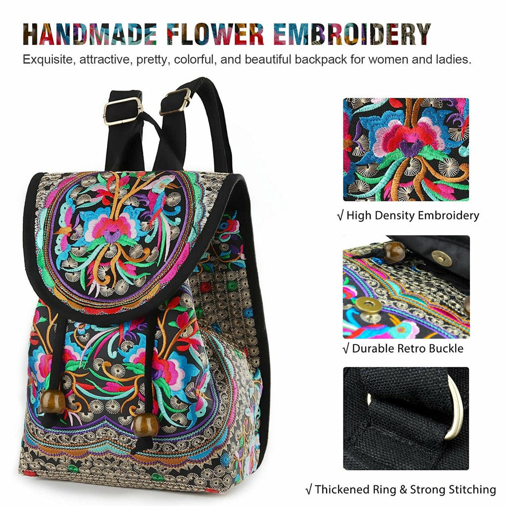 Zaino da donna GUDAOBELL vintage ricamato, borsa da viaggio in stile etnico, borsa a tracolla.