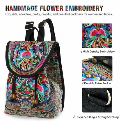 Zaino da donna GUDAOBELL vintage ricamato, borsa da viaggio in stile etnico, borsa a tracolla.