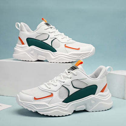 Sneakers da uomo con plateau alla moda - Scarpe casual sportive stile "papà", tomaia in mesh traspirante che aumenta l'altezza, suola in EVA antiscivolo, adatte per la corsa e le attività all'aperto, scarpe da passeggio con suola spessa
