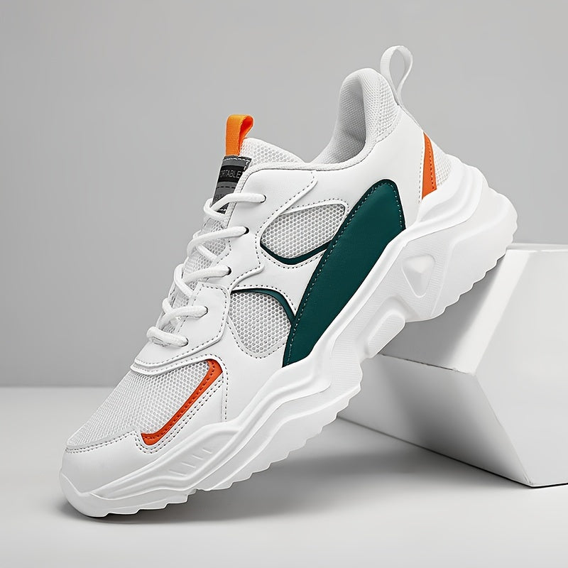 Sneakers da uomo con plateau alla moda - Scarpe casual sportive stile "papà", tomaia in mesh traspirante che aumenta l'altezza, suola in EVA antiscivolo, adatte per la corsa e le attività all'aperto, scarpe da passeggio con suola spessa