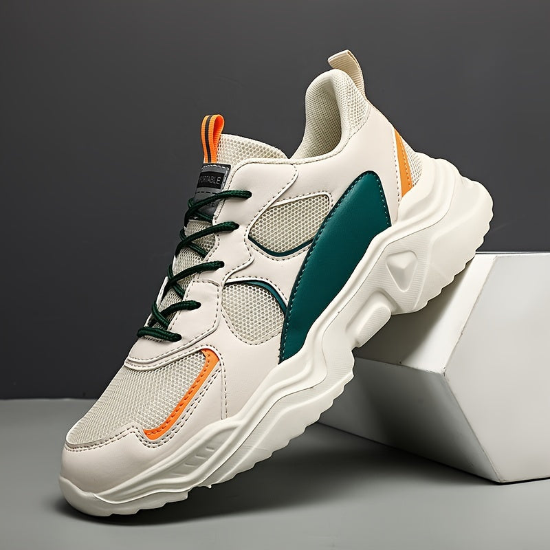 Sneakers da uomo con plateau alla moda - Scarpe casual sportive stile "papà", tomaia in mesh traspirante che aumenta l'altezza, suola in EVA antiscivolo, adatte per la corsa e le attività all'aperto, scarpe da passeggio con suola spessa