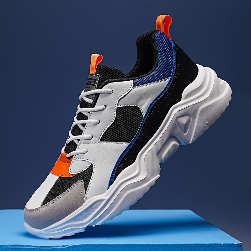 Sneakers da uomo con plateau alla moda - Scarpe casual sportive stile "papà", tomaia in mesh traspirante che aumenta l'altezza, suola in EVA antiscivolo, adatte per la corsa e le attività all'aperto, scarpe da passeggio con suola spessa