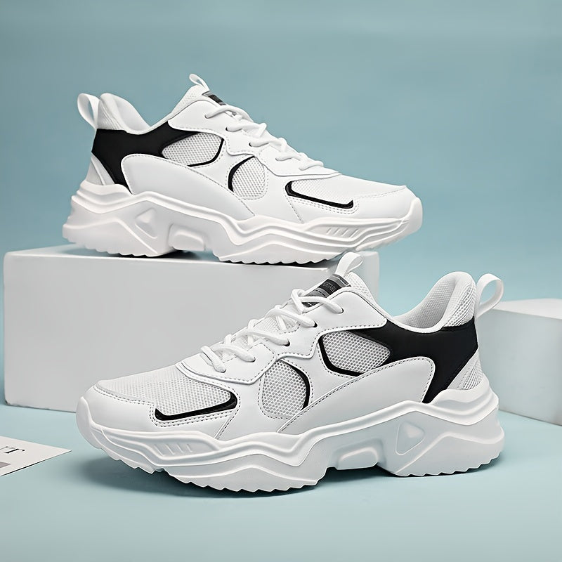 Sneakers da uomo con plateau alla moda - Scarpe casual sportive stile "papà", tomaia in mesh traspirante che aumenta l'altezza, suola in EVA antiscivolo, adatte per la corsa e le attività all'aperto, scarpe da passeggio con suola spessa