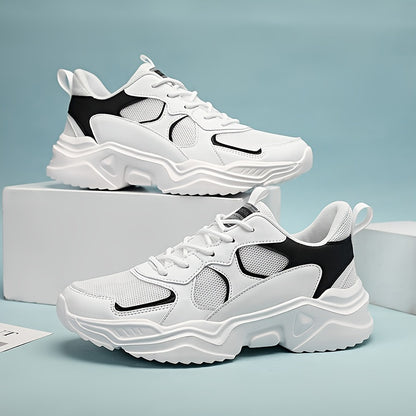 Sneakers da uomo con plateau alla moda - Scarpe casual sportive stile "papà", tomaia in mesh traspirante che aumenta l'altezza, suola in EVA antiscivolo, adatte per la corsa e le attività all'aperto, scarpe da passeggio con suola spessa