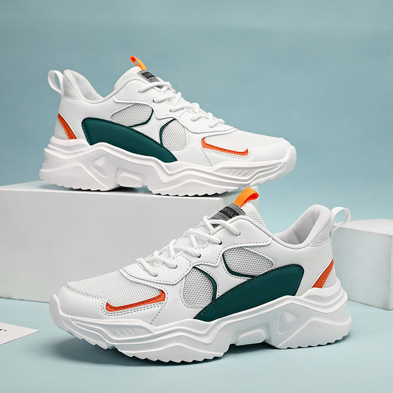 Sneakers da uomo con plateau alla moda - Scarpe casual sportive stile "papà", tomaia in mesh traspirante che aumenta l'altezza, suola in EVA antiscivolo, adatte per la corsa e le attività all'aperto, scarpe da passeggio con suola spessa