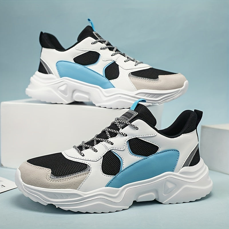 Sneakers da uomo con plateau alla moda - Scarpe casual sportive stile "papà", tomaia in mesh traspirante che aumenta l'altezza, suola in EVA antiscivolo, adatte per la corsa e le attività all'aperto, scarpe da passeggio con suola spessa