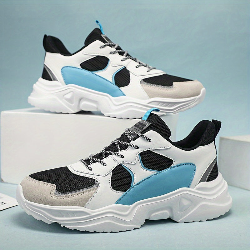 Sneakers da uomo con plateau alla moda - Scarpe casual sportive stile "papà", tomaia in mesh traspirante che aumenta l'altezza, suola in EVA antiscivolo, adatte per la corsa e le attività all'aperto, scarpe da passeggio con suola spessa