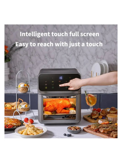 Friggitrice ad aria elettrica da 10 litri di grande capacità, automatica, senza olio, per uso domestico, cottura a 360°, forno a convezione, friggitrice senza olio