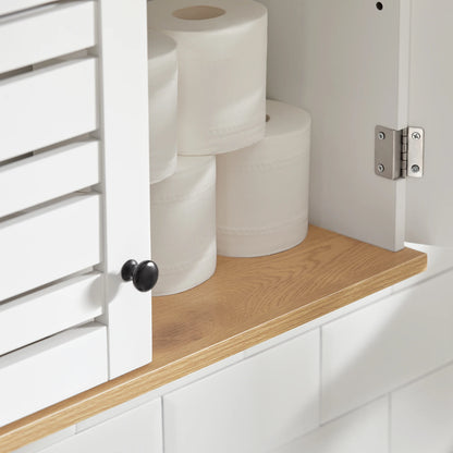 SoBuy BZR42-W Armadio pensile con ante a persiana, mobile a muro, armadio pensile, armadio da cucina, armadietto per medicinali, mobili da bagno