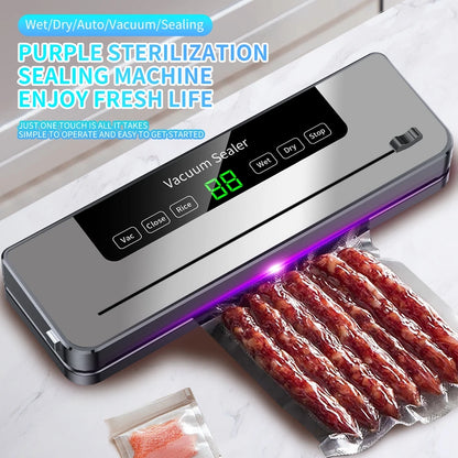 Macchina per sottovuoto alimentare da 220 V, 5 modalità, sigillatrice sottovuoto automatica per alimenti asciutti e umidi con 10 sacchetti, cucina domestica, conservazione degli alimenti